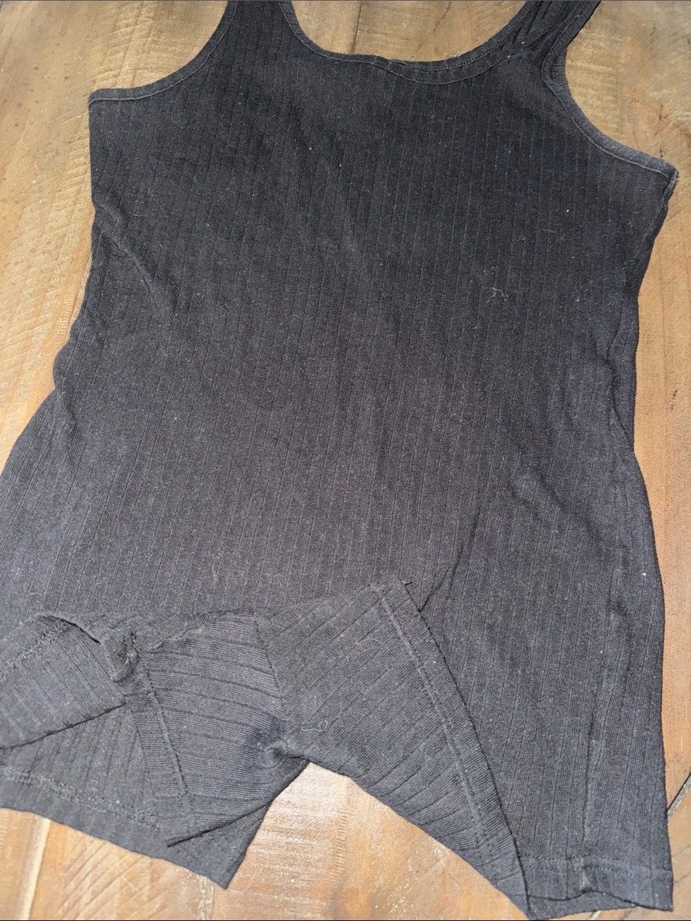 Petite SHEIN Black Ribbed Tank Romper - Women's Sleeveless Knit Top - Picture 2 of 3